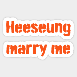 Enhypen Heeseung marry me text orange | Morcaworks Sticker